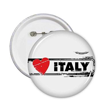 Imagem de Ilustração I Love Italy Palavra Amor Coração Ilustração Alfinetes Emblema Botão Decoração Acessório 5 peças