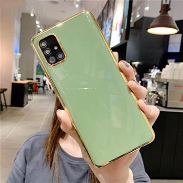 Imagem de Capa de telefone de silicone de revestimento de luxo para Samsung Galaxy S22 S21 S20 FE 5G S10 Lite S9 Plus Note 10 9 8 20 Ultra Capa traseira dourada, verde abacate, para s21 ultra