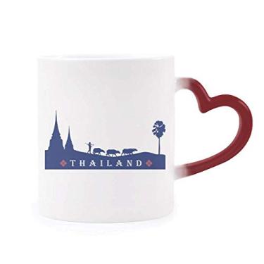 Imagem de Caneca sensível ao calor da cultura alfândega Reino da Tailândia Caneca de grés que muda de cor vermelha