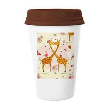 Imagem de Caneca de cerâmica amarela Kissing Girafas Dia dos Namorados Copo de café Copo de cerâmica
