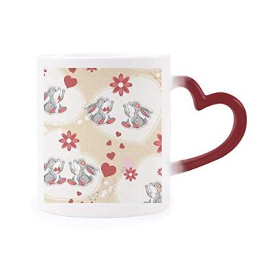Imagem de Linda caneca cinza coelhos dia dos namorados sensível ao calor vermelha muda de cor