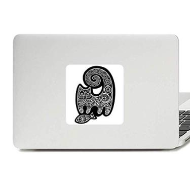 Imagem de Adesivo de vinil padrão de peixe gato branco preto decoração de PC