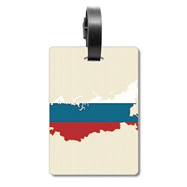 Imagem de Mapa da Rússia com ilustração nacional falg e etiqueta para bagagem, etiqueta para guardar cartão