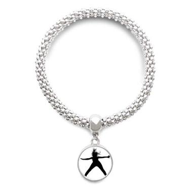 Imagem de DIYthinker Pulando Sports Hair Educação Física Pulseira Prata Pingente Redondo Joia Corrente
