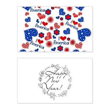 Imagem de EUA Love Heart Flower Festival Pattern New Year Festival Cartão de felicitações Bless Message Gift