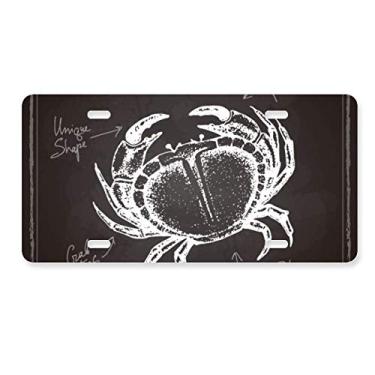 Imagem de DIYthinker Placa de licença de organismo marinho com desenho de caranguejo acessório de aço inoxidável para decoração de carro