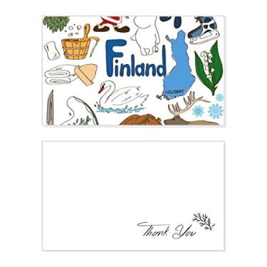 Imagem de Bandeira nacional de animais da Finlândia Landscap Cartão de agradecimento de aniversário aniversário