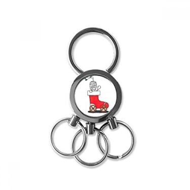 Imagem de DIYthinker Chaveiro de metal de aço inoxidável Horus com flor de folha de trenó, chaveiro de carro com clipe para presente