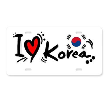 Imagem de DIYthinker I Love Korea Palavra Bandeira Love Heart Ilustration Placa de licença Decoração de carro Acessório de aço inoxidável