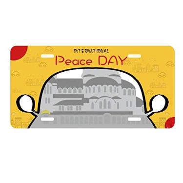 Imagem de DIYthinker Placa de carro Sofia Bulgaria com padrão de marco cinza para decoração de carro Dia da Paz