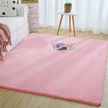 Imagem de jia cool Tapete de pele de coelho sintético premium, 50 x 200 cm, tapete felpudo de pele de coelho para quarto e sala de estar, decoração luxuosa para casa interna, tapetes de pelúcia para piso lateral, rosa