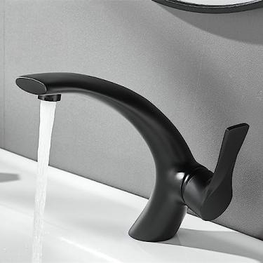 Imagem de Torneira para lavatório, fria, quente, para banheiro, misturadora, cromada, torneira para pia, montada no convés, dourada, preta