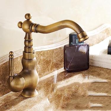 Imagem de Torneira de banheiro de latão antigo Torneira giratória para lavatório para lavatório Torneira de lavatório para cozinha Torneiras para lavatório Misturadores de cozinha, SLT003S,A
