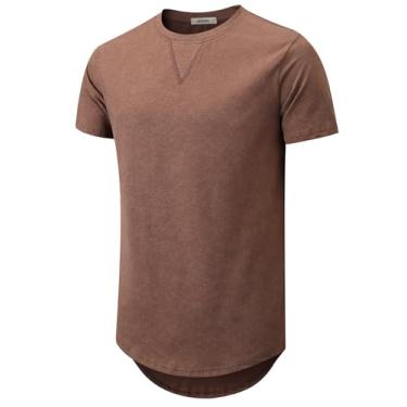 Imagem de JEEGAL Camiseta masculina hipster gola redonda hip hop algodão premium casual manga curta, Marrom, GG