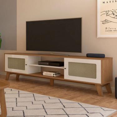 Imagem de Rack para TV Até 75 Polegadas Charlotte 2 Portas Cinamomo/Off White - Artely Móveis