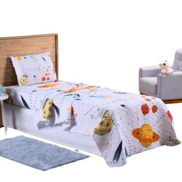 Imagem de Colcha Cobre Leito Jogo Roupa Cama Infantil Solteiro 2 Pçs Matelado Qu