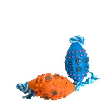 Imagem de Bolinha futebol americano com corda brinquedo para pets - Bel Pet, Sor