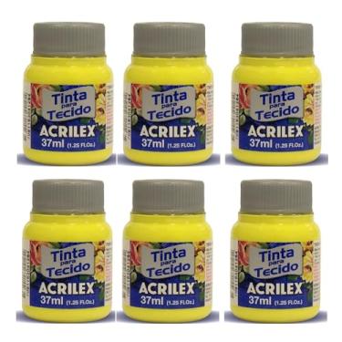 Imagem de Tinta Para Tecido Fosca Acrilex 37ml 6 Unidade Artesanato Fixação Frio Alta Cobertura – Fixação a Frio e Alta Cobertura Com Acabamento Fosco, Este Kit É A Escolha Perfeita Para Quem Busca Qualidade (Amarelo Limão 504)