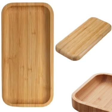 Imagem de 10 Bandeja Bambu Lavabo Decorativa Café Retangular Madeira 28cm - Inte