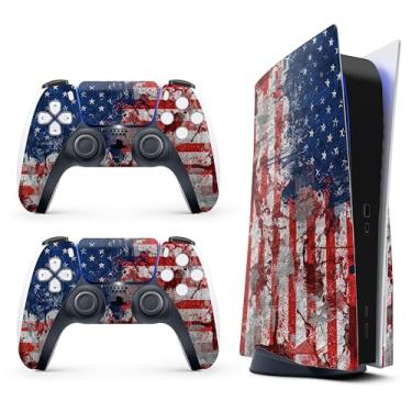 Imagem de Adesivo Skin para Game Console 5 Cover - Bandeira dos EUA, compatível com edição de disco e edição digital (não versão fina) - 2 capas de controle e capa de console - sem bolhas, proteção total