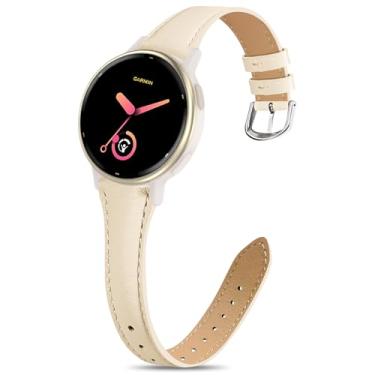 Imagem de EverAct Pulseira de couro fino compatível com Garmin Vivoactive 6/Vivoactive 5/3/3 Music, pulseira de substituição fina e estreita de couro genuíno de 20 mm para Venu Sq 2/Venu 2 Plus/Forerunner 165