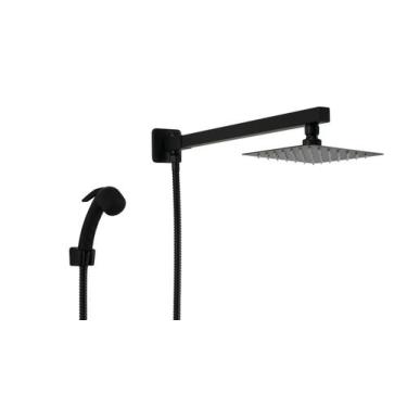 Imagem de Ducha Chuveiro Inox 15 cm Preto Fosco com Desviador e Chuveirinho de M