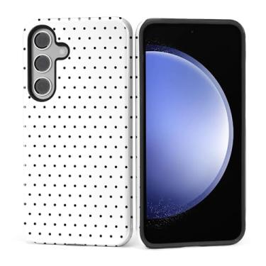 Imagem de MQJCYB Capa para Samsung Galaxy S23 FE, híbrida, resistente, 2 em 1, de corpo inteiro, resistente, à prova de choque, capa brilhante para Samsung Galaxy S23 FE Estética de bolinhas branca