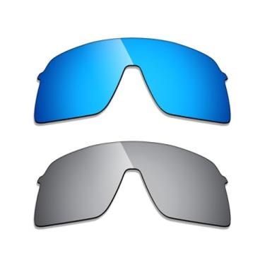 Imagem de Alphax 2 pares de lentes polarizadas de substituição para óculos de sol Oakley Sutro Lite S OO9496 - titânio + azul