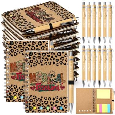 Imagem de Jetec Conjunto de 20 presentes de semana de assistente médico 2025, presentes de apreciação de MA, cadernos em espiral kraft com estampa de leopardo, notas adesivas e canetas para mulheres