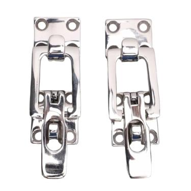 Imagem de Acouto Trava Anti-chocalho para Barco 2 Peças de Trava de Escotilha de Aço Inoxidável Grau Marinho 316 Com Câmera de Tensão Central e Furo para Cadeado para Iates, Barcos, RVs, Portas,