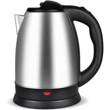 Imagem de Chaleira Elétrica em Aço Inoxidável 1.8L Fervedor de Água Rápido com Desligamento Automático Prata e Preto Serve 9 Xícaras e 110V