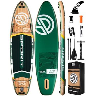 Imagem de SPORIT Prancha de stand up paddle inflável super larga de 11'6 × 35 ", prancha de sup ultra estável para adultos, capacidade de 450 lb com alça de ombro, mochila de 100 l, nadadeira removíve