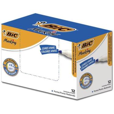 Imagem de Pincel para Quadro Branco BIC Marking Recarregável Azul Caixa com 12