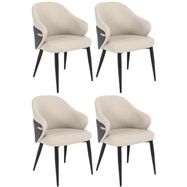 Imagem de Kit 4 Cadeiras de Jantar Estofada Milano Design Italiano com Encosto E