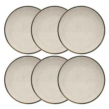 Imagem de Jogo Kit 6 Pratos Cerâmica Fundo Oxford Brisa Rustico 20Cm - Alleanza