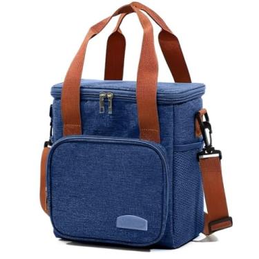 Imagem de Bolsa Térmica Espaçosa Alça Transversal Lancheira Trabalho Fitness Academia Treino Porta Marmita Lanche Bebida Alimento (Azul)