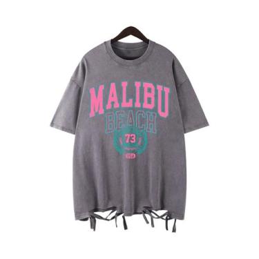 Imagem de Camiseta Feminina Oversized De Algodão Com Gola Redonda, Estampa De Le