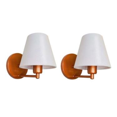 Imagem de Kit 2 Arandelas Clássica Cobre Cúpula Branca Interruptor - Lumi Life I