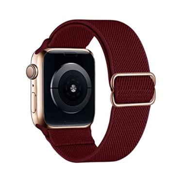 Imagem de Pulseira Nylon Solo Elástica Compatível com Apple Watch (42/44/45, Vermelho Bordô)