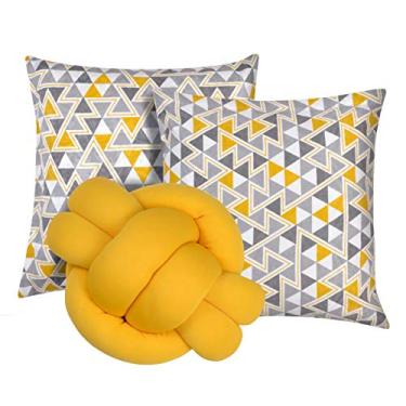 Imagem de Kit 2 Almofadas Decorativas cheias mais Almofada Nó Amarelo