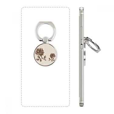 Imagem de Suporte de anel de telefone com flor marrom rosa antigo suporte ajustável