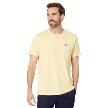Imagem de U.S. Polo Assn. Camiseta masculina gola redonda pequena pônei, Amarelo (California Yellow, GG