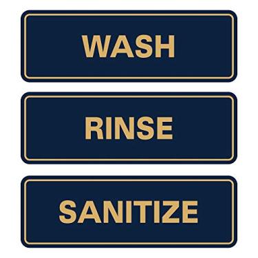 Imagem de All Quality Conjunto padrão de 3 placas para pia de pia de lavatório - placas de pia de cozinha para restaurante e comercial - fácil de instalar - azul/dourado (pequeno)