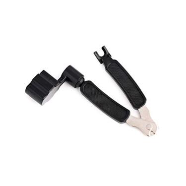 Imagem de Metallor Cortador de cordas multifunções para violão, removedor de pinos, cortador de cordas para violão, baixo, banjo, bandolim, ukulele e mais instrumentos de cordas, preto.