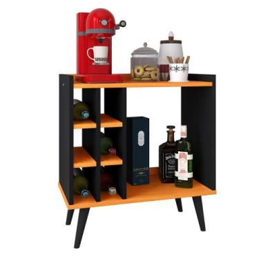 Imagem de Aparador Retrô Cantinho Café Bar com Adega Vinho Sala Escritório Cozin