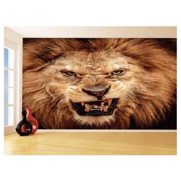 Imagem de Papel De Parede 3D Animais Leão Olhando Rosto 3,5M Anm473 - Você Decor