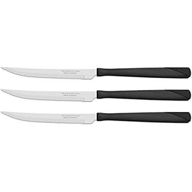 Imagem de Conjunto de Facas para Churrasco Tramontina New Kolor com Lâminas em Aço Inox e Cabos de Polipropileno Azul 3 Peças
