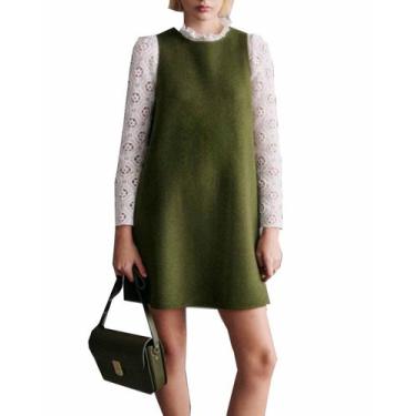 Imagem de Vestido regata feminino YEXPINE, gola redonda, sem mangas, verde evasê