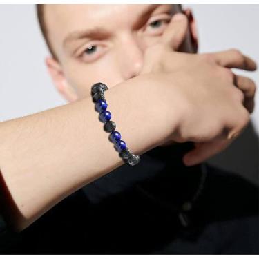 Imagem de 1-10 Pcs 8mm Olho de Tigre Lava Rock Pulseiras de Contas fo - HUOGUO