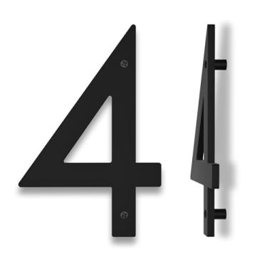 Imagem de Números de casa de 25 cm para ambientes externos modernos | Números de casas grandes para uso externo | Números de endereço pretos Números/placas de endereço residencial à prova de ferrugem Números de